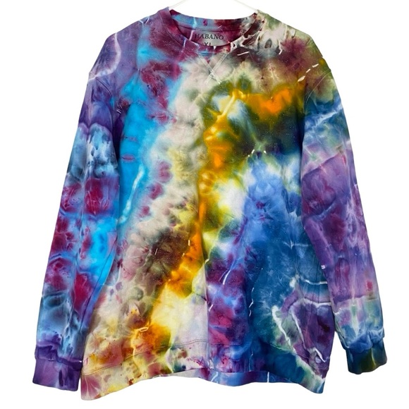 Handmade Tie Dye Sweatshirt Mens Size XL Unisex Upcycled Pullover One Of A Kind - Picture 1 of 11